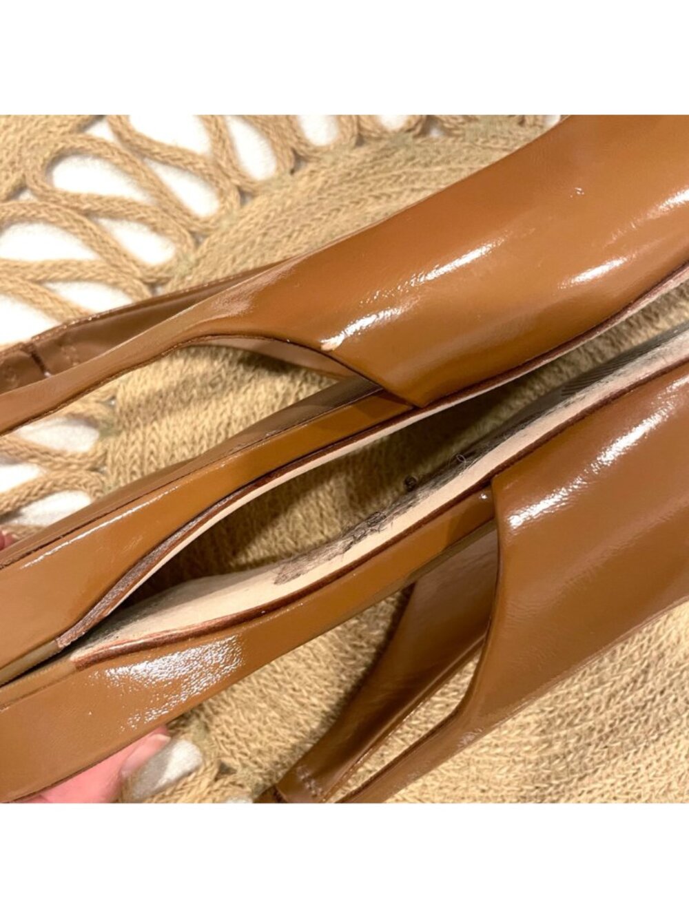 Antonio Melani Cognac Leather Slingback Flats Tortoiseshell Size 9 Classic - Picture 11 of 11